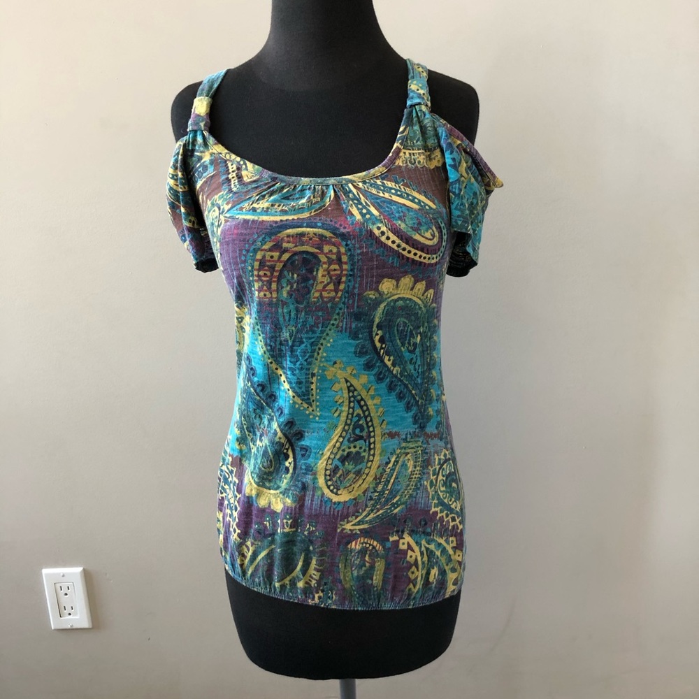 maurices paisley off the shoulder blue tank Small